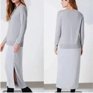 J.Jill NWT Mixed Media Satin Skirt Knit Top Maxi Dress Size Large